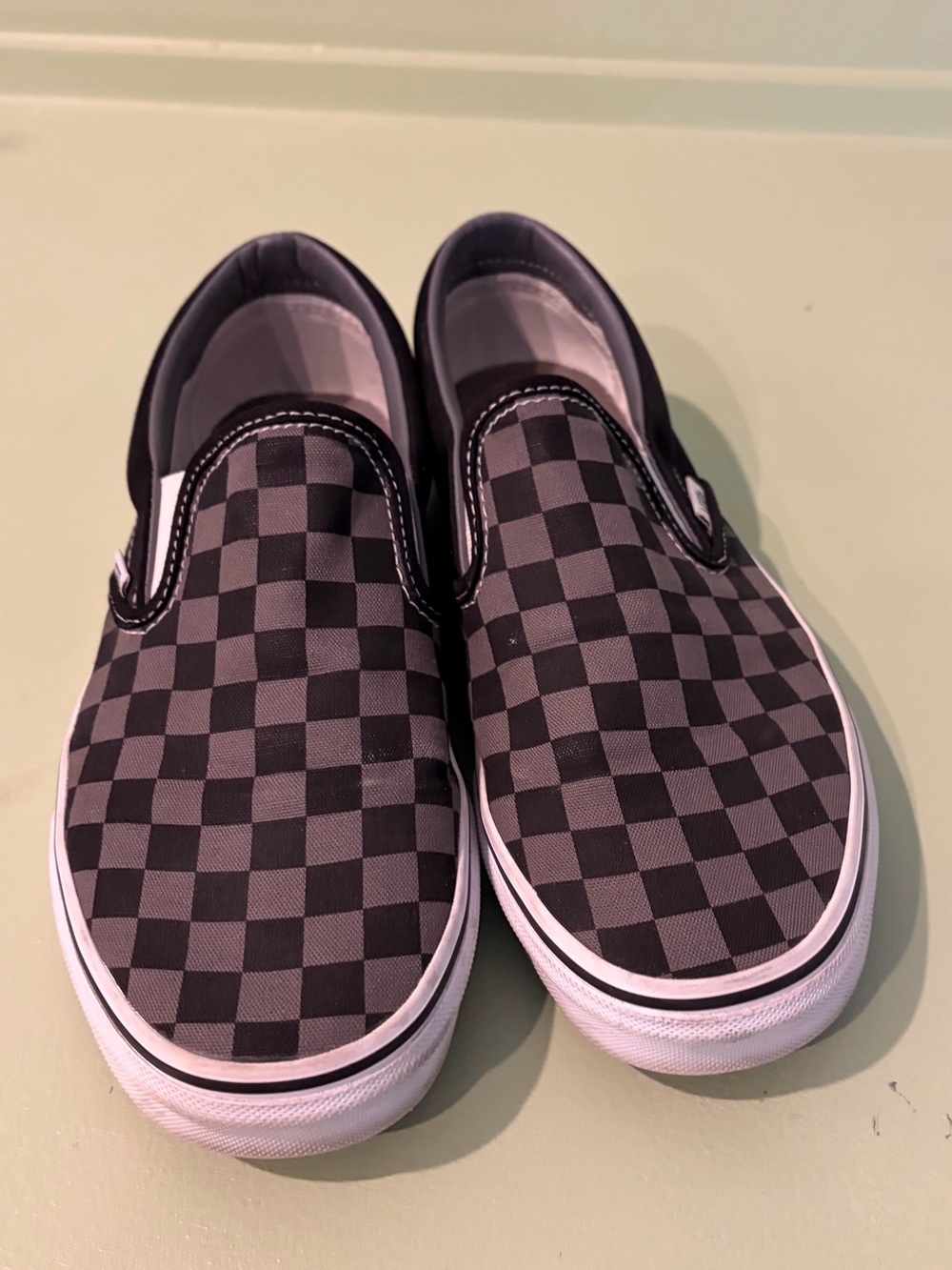 Kids Checkerboard Slip-On Canvas Sneakers - Black/Gray